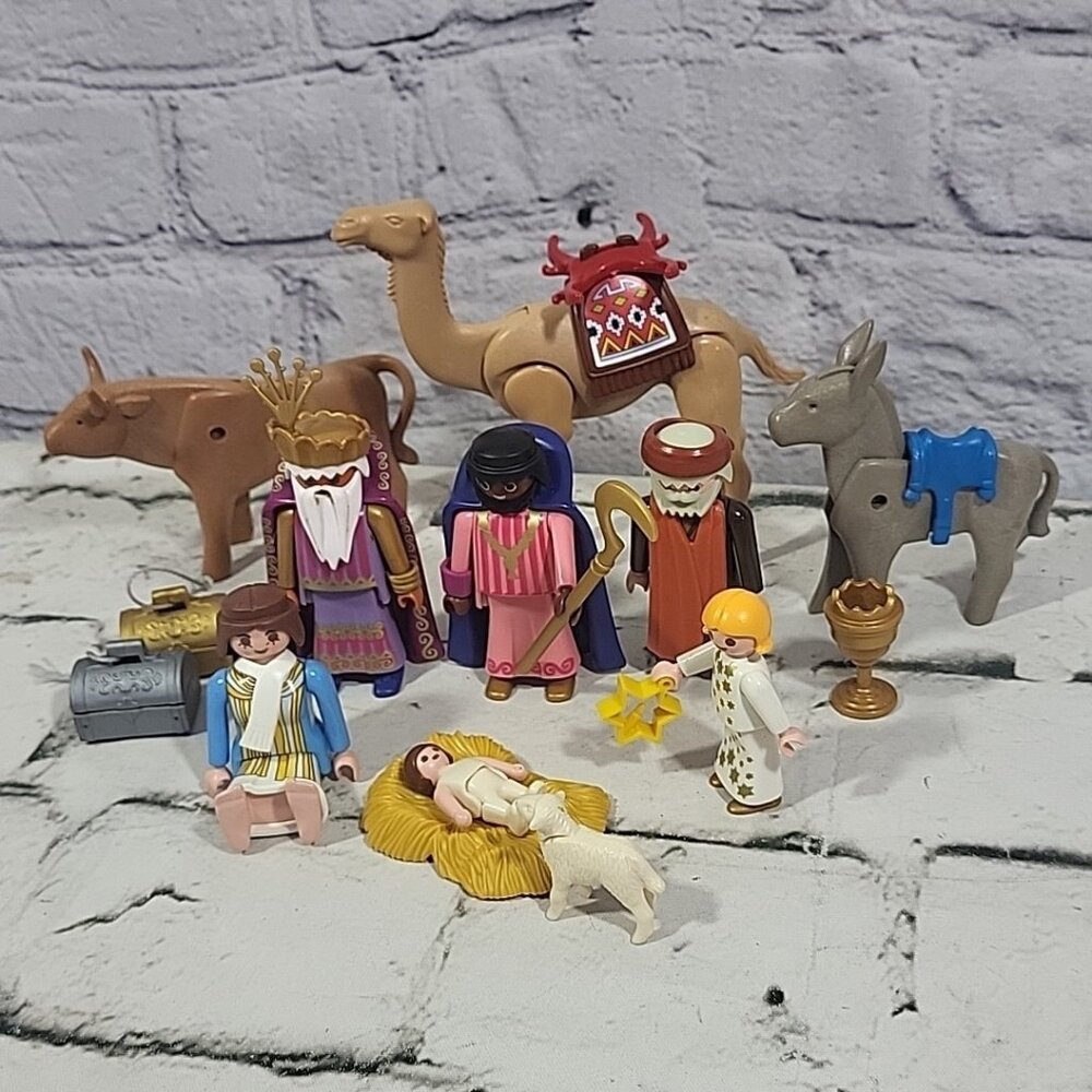 Playmobil Christmas Nativity Figures Lot Camel Donkey‎ Wisemen Mary Angel Baby